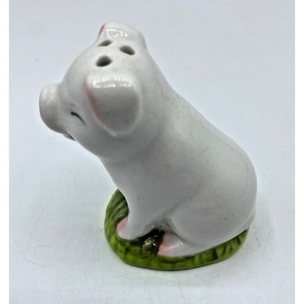 Ceramic Pig Piglet Salt Shaker Figurine Farmhouse White Green Pink Farm Animal - Picture 2 of 11